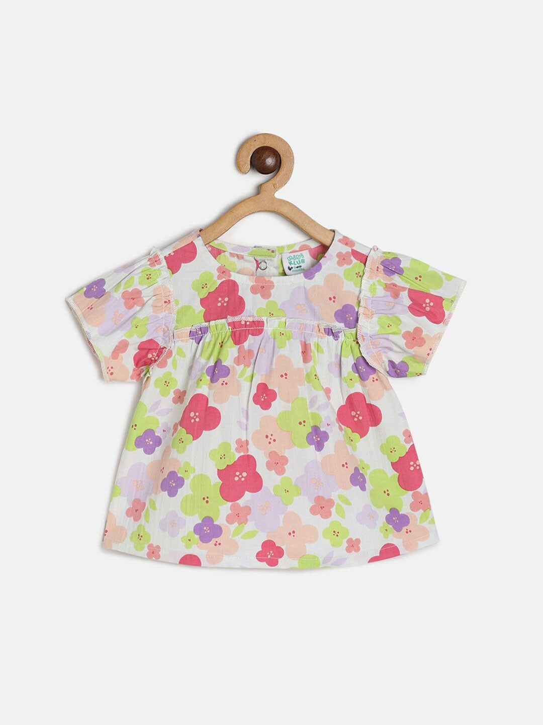 

MINI KLUB Girls Floral Print Pure Cotton Top, White