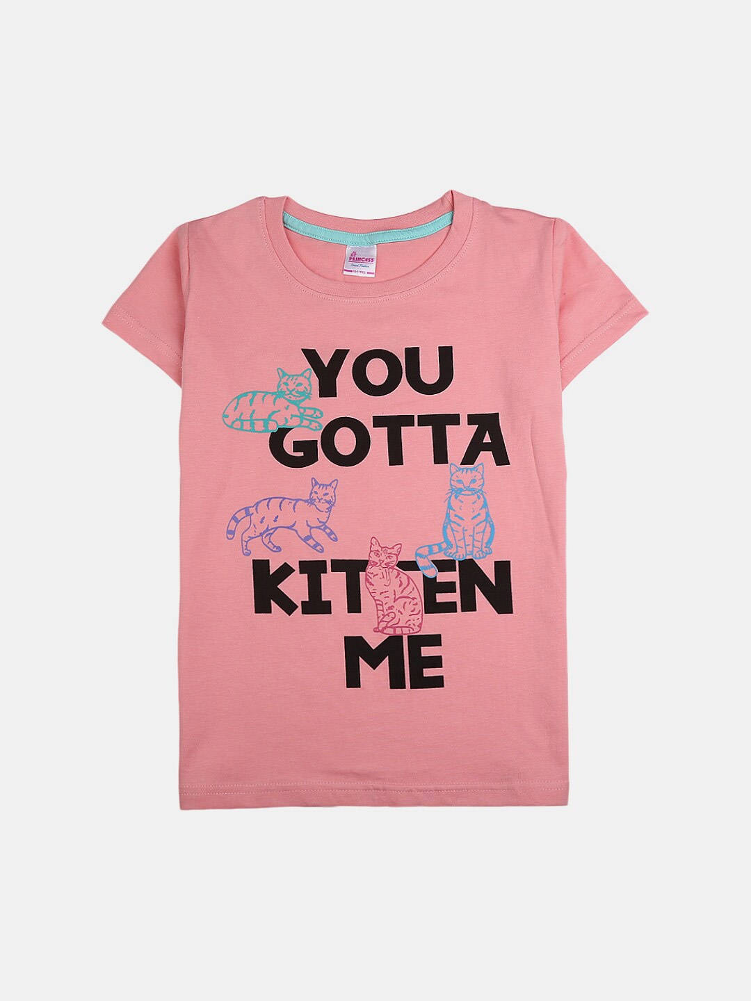

V-Mart Girls Typography Printed Cotton T-shirt, Pink