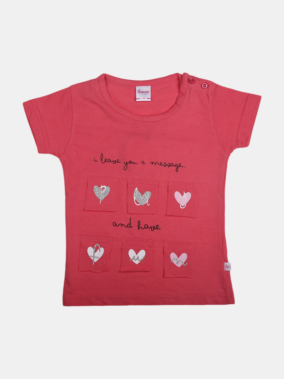 

V-Mart Girls Typography Printed Cotton T-shirt, Red