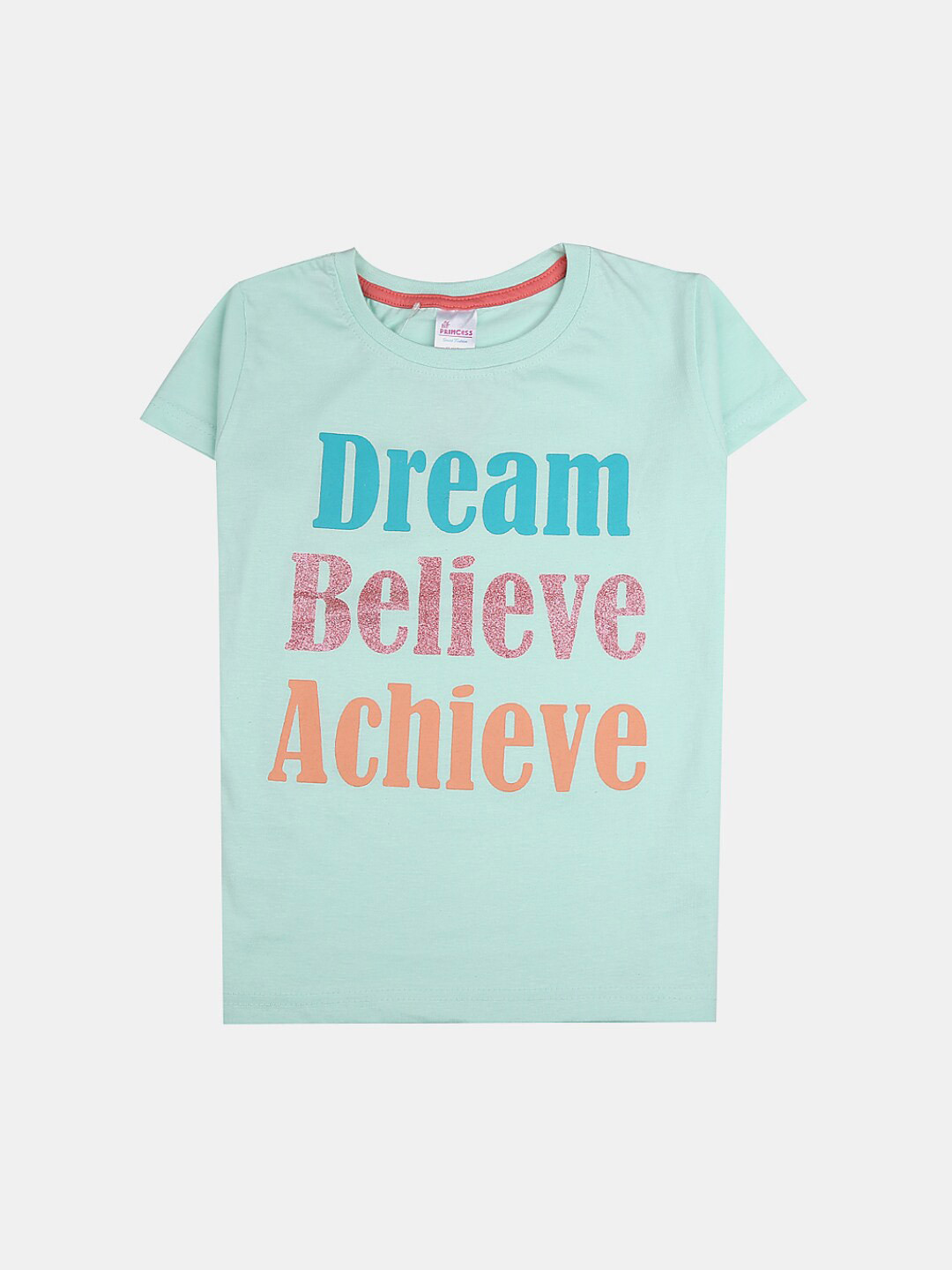 

V-Mart Girls Typography Printed Cotton T-shirt, Green