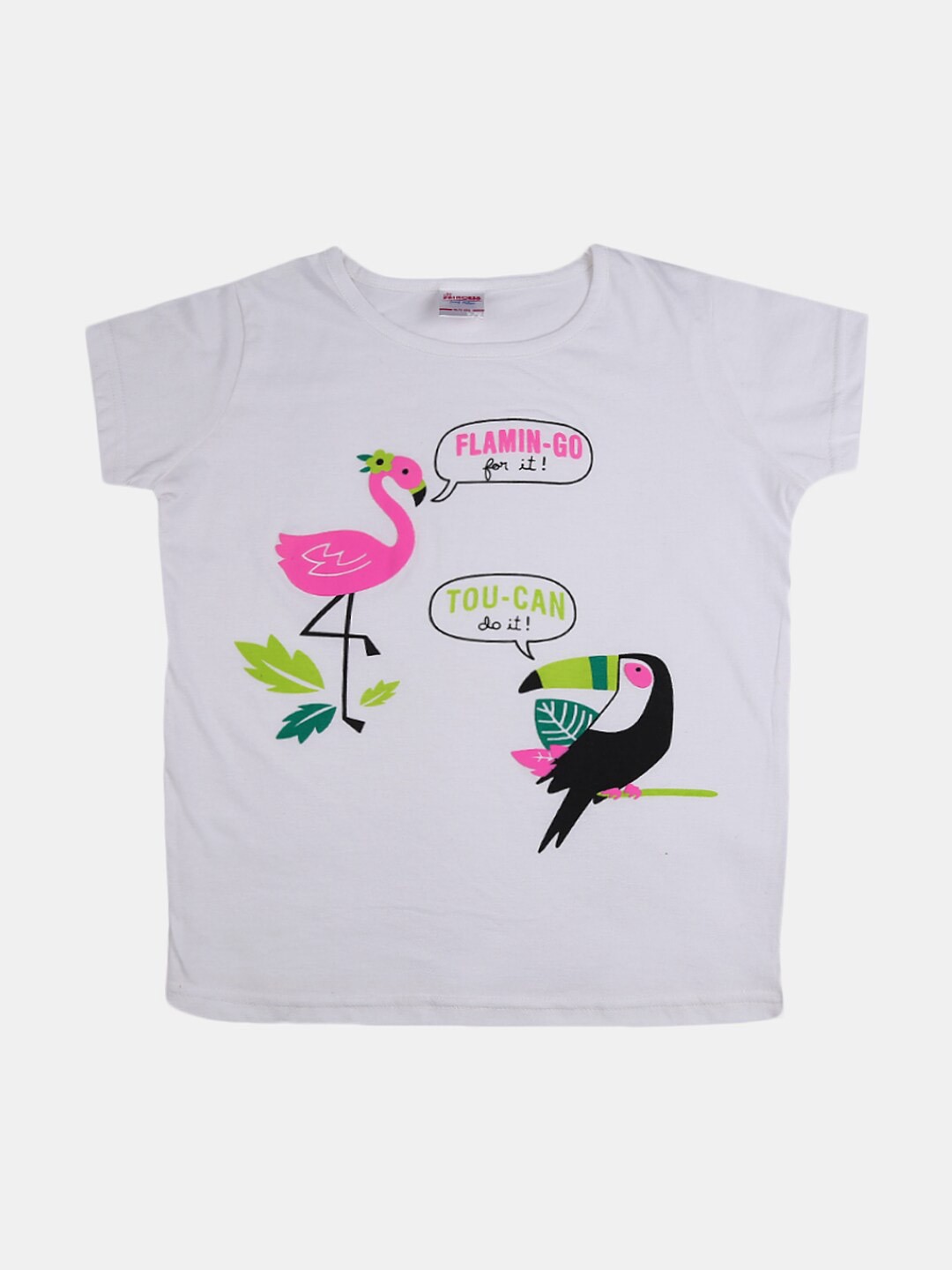 

V-Mart Girls Graphic Printed Cotton T-shirt, White
