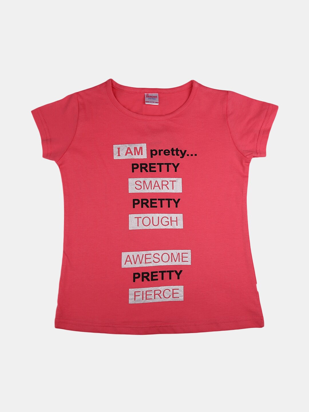 

V-Mart Girls Typography Printed Cotton T-shirt, Pink