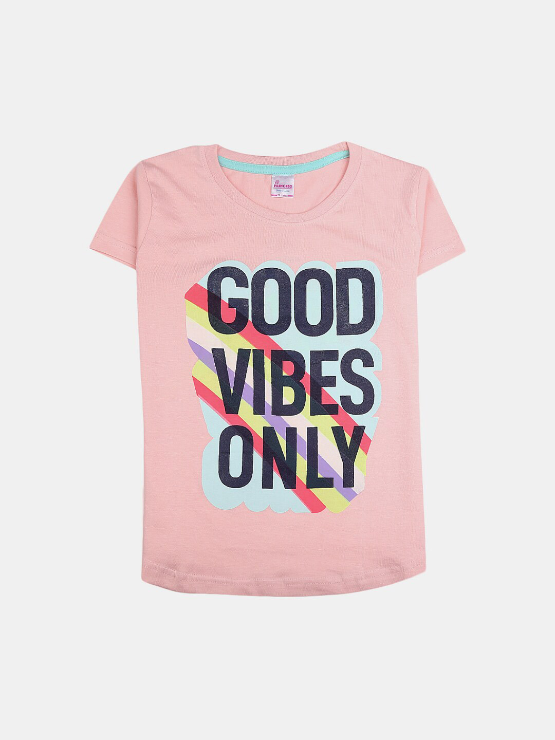 

V-Mart Girls Typography Printed Cotton T-shirt, Peach