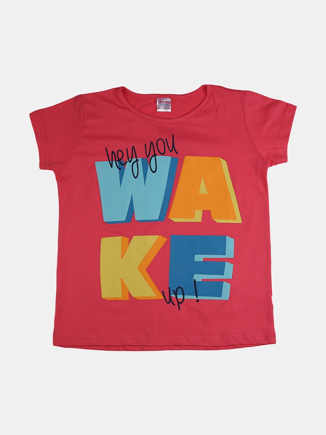 

V-Mart Girls Typography Printed Cotton T-shirt, Coral