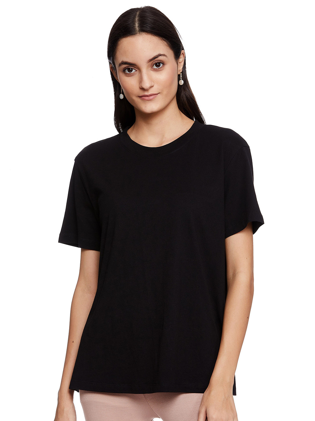 

UNMADE Women Short Sleeves Loose T-shirt, Black