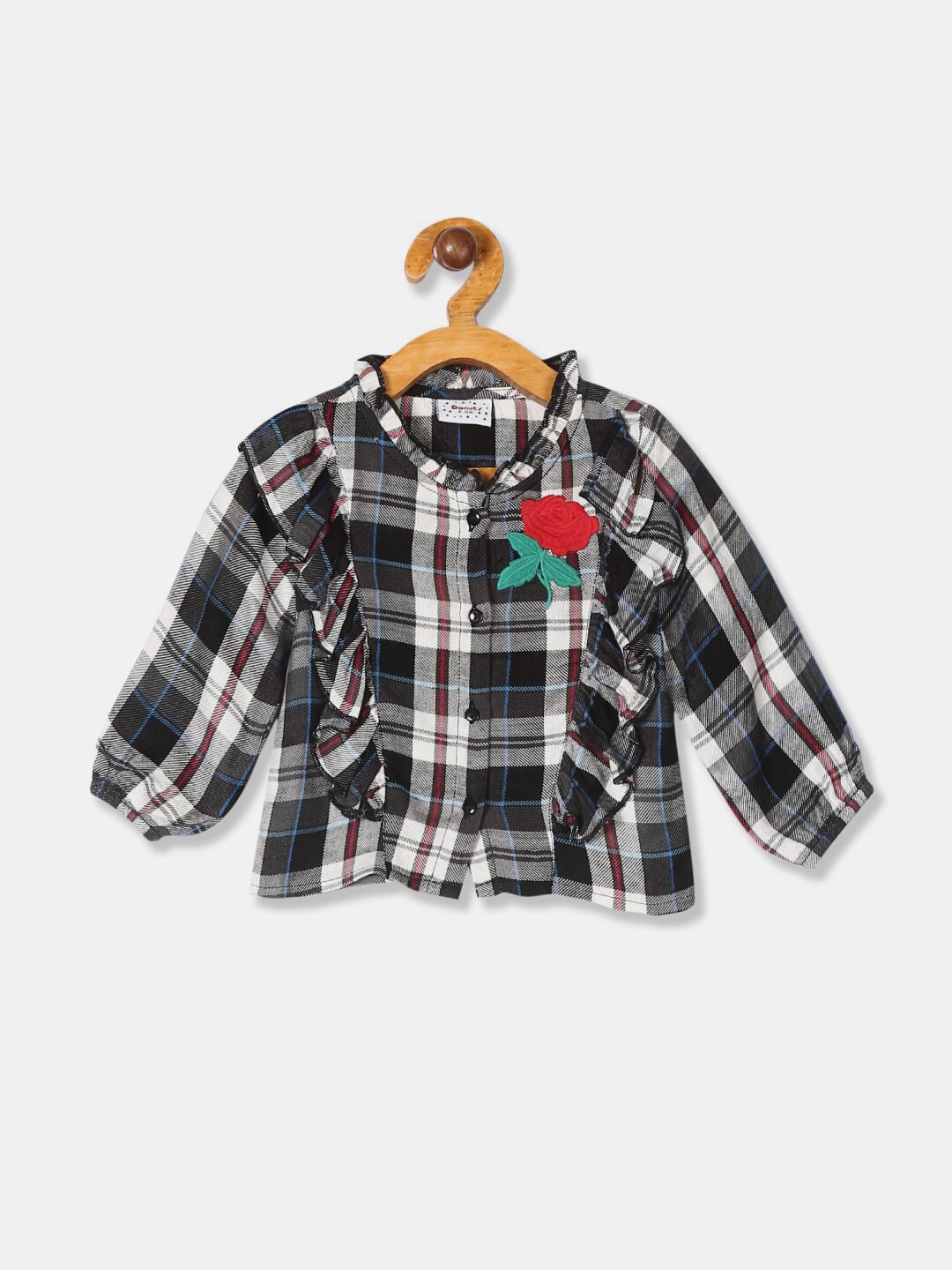 

V-Mart Infant Tartan Checks Casual Cotton Shirt, Black