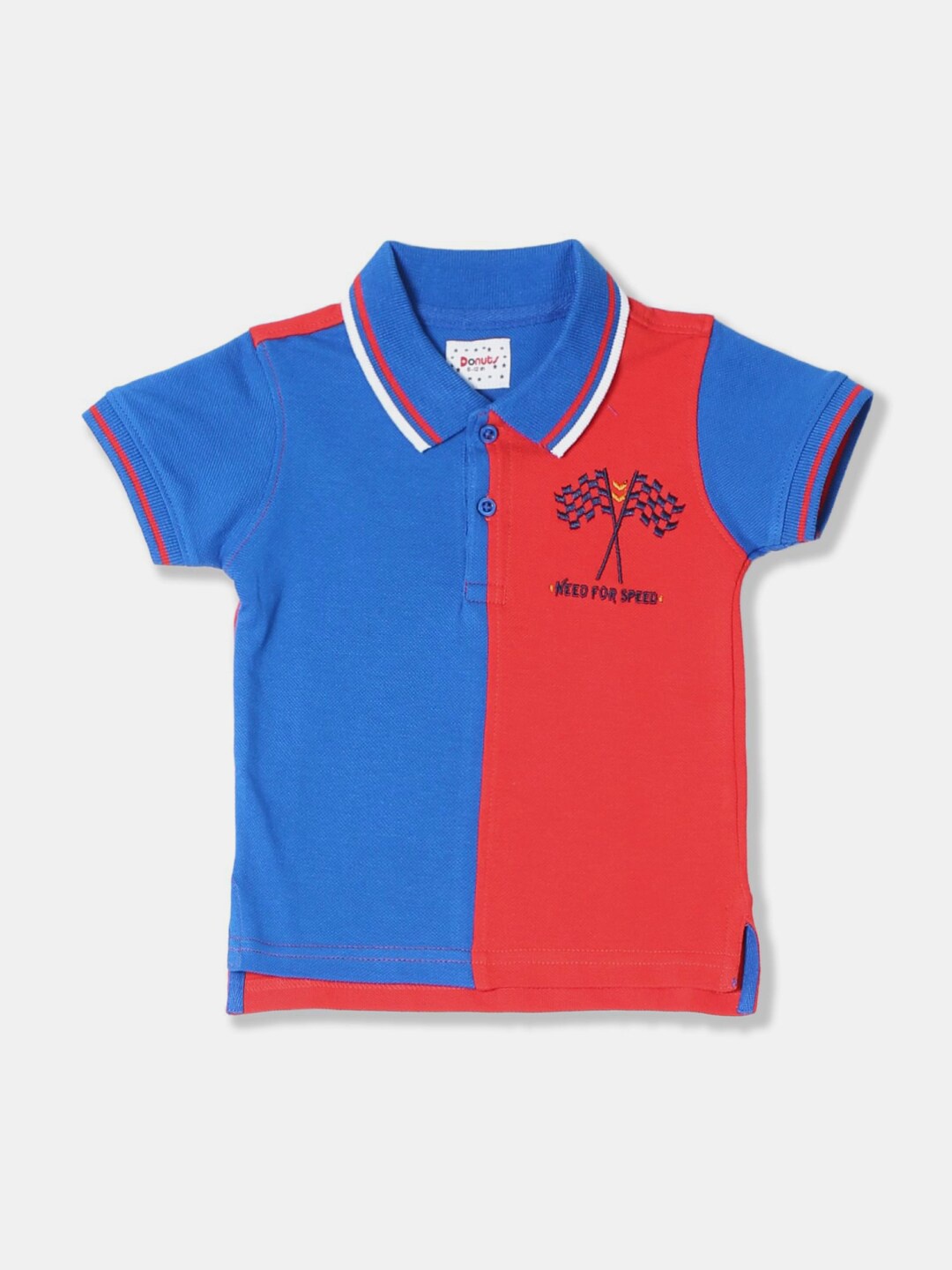 

V-Mart Infants Colourblocked Polo Collar Cotton T-shirt, Blue