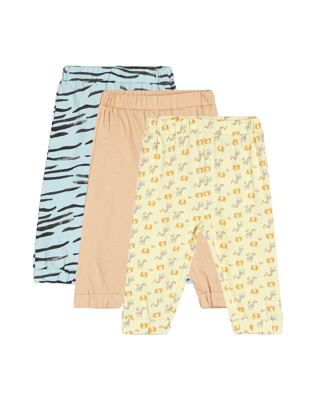 

MINI KLUB Infant Boys Pack of 3 Printed Relaxed Wrinkle Free Joggers, Yellow