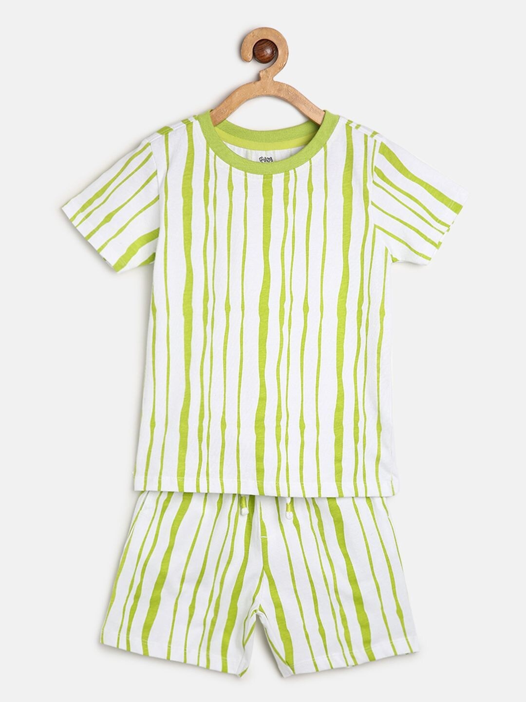 

MINI KLUB Boys 2 Pieces Striped Pure Cotton Night Suit, White