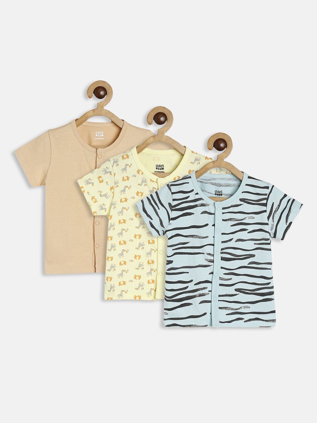 

MINI KLUB Infant Boys Pack Of 3 Printed Cotton Open-Front Jhabla, Turquoise blue