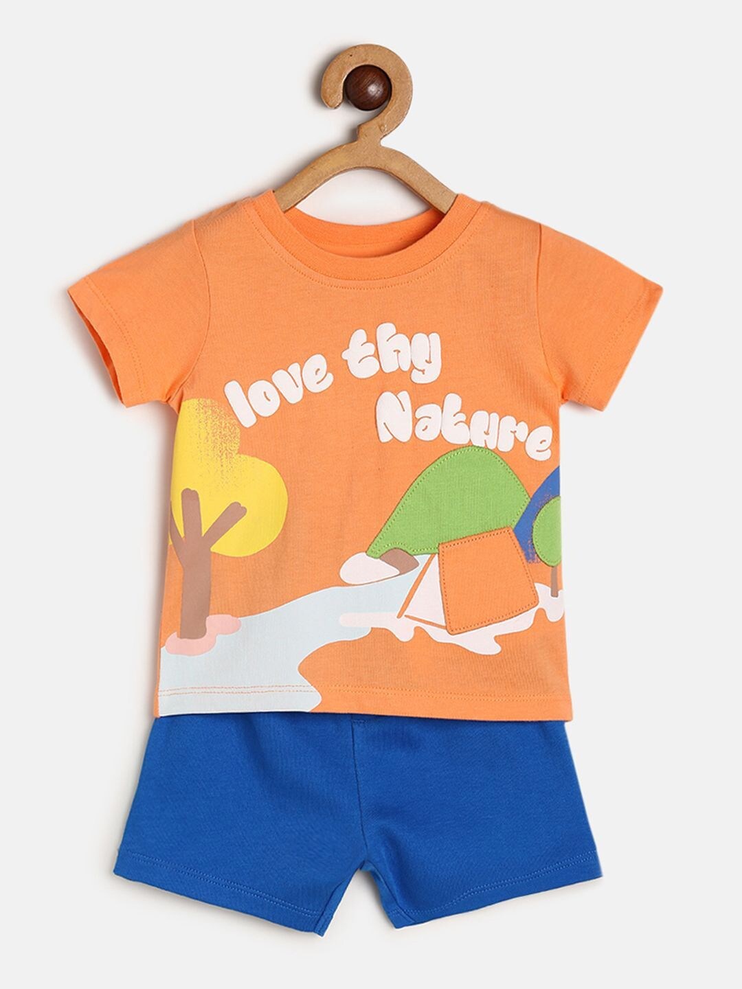 

MINI KLUB Infants Boys Printed T Shirt And Shorts Set, Orange