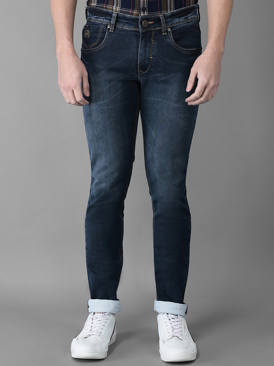 

American Archer Men Smart Skinny Fit Low-Rise Light Fade Stretchable Jeans, Blue