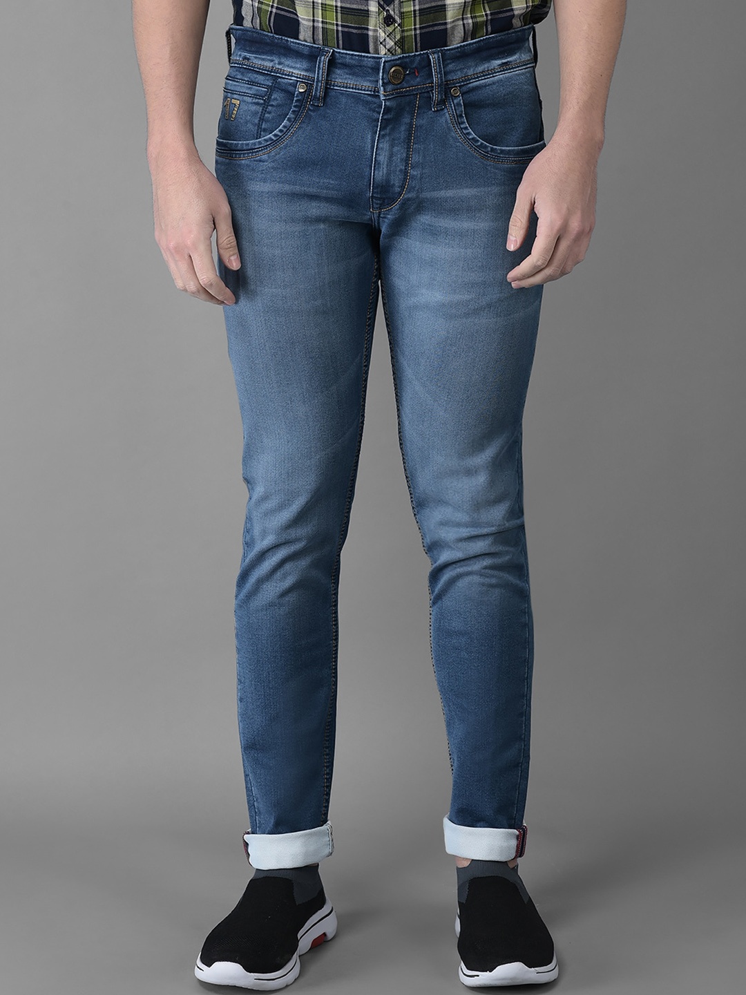 

American Archer Men Smart Skinny Fit Low-Rise Light Fade Stretchable Jeans, Blue