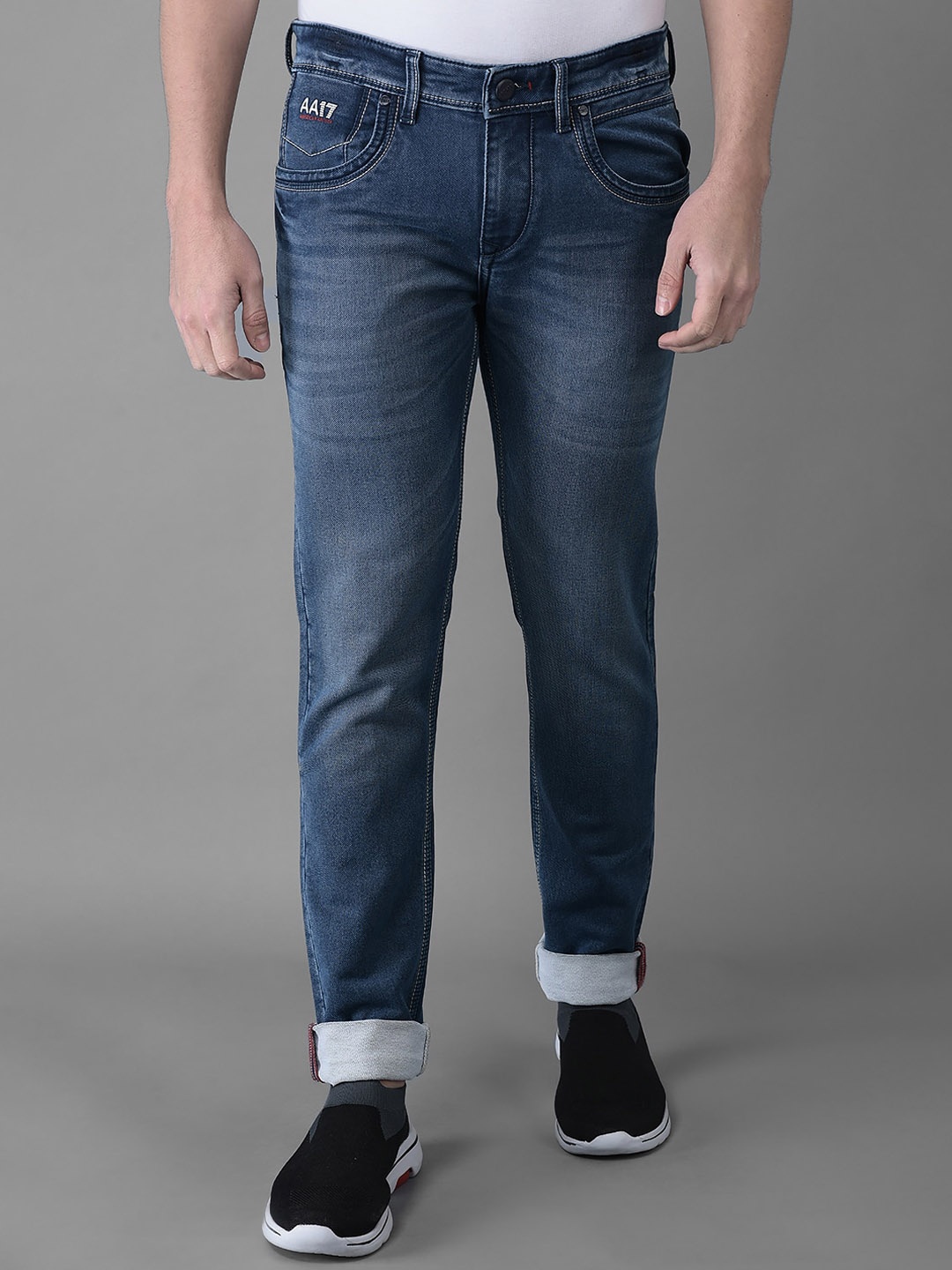 

American Archer Men Smart Skinny Fit Low-Rise Light Fade Stretchable Jeans, Blue