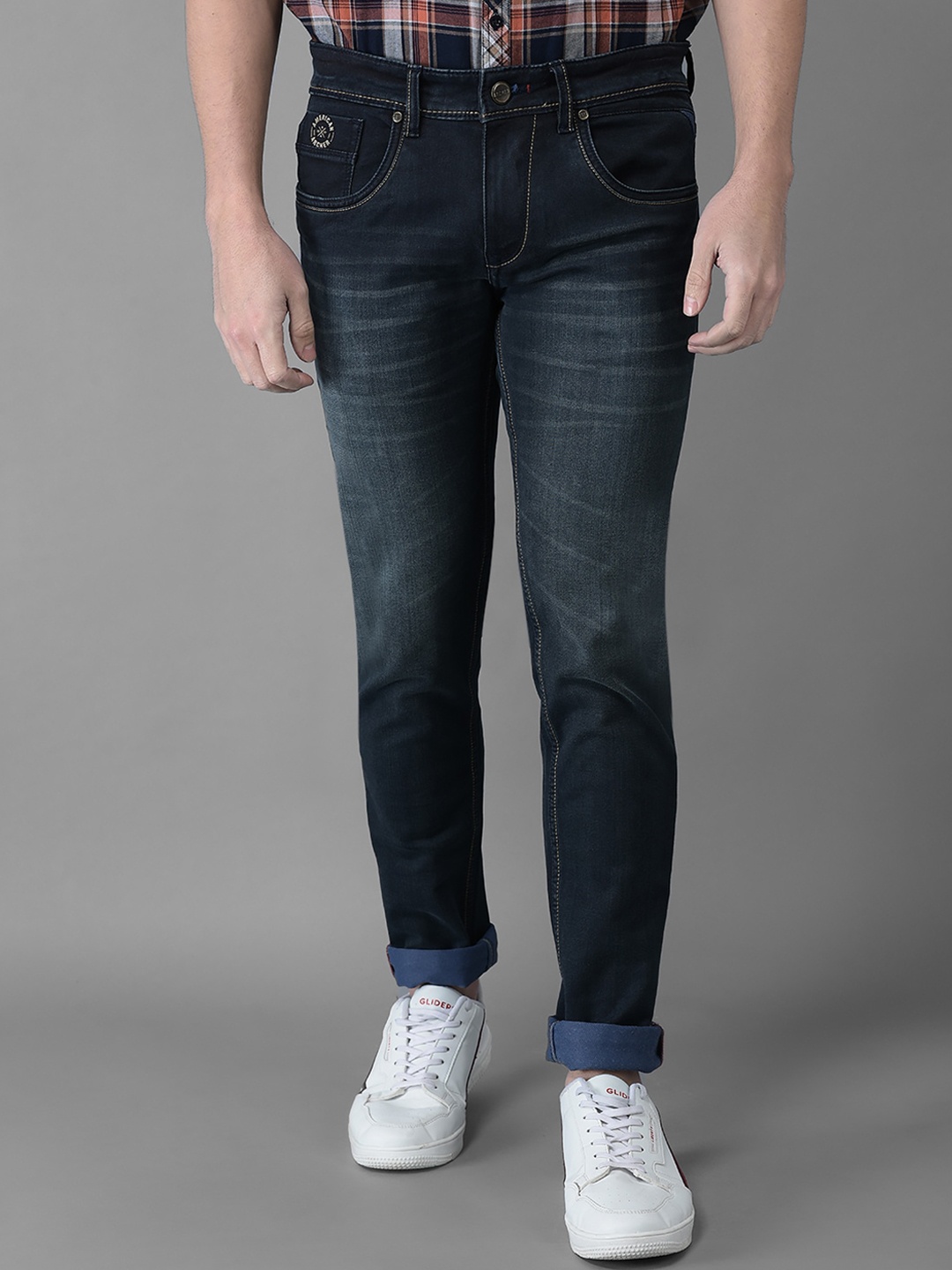 

American Archer Men Smart Skinny Fit Low-Rise Light Fade Stretchable Jeans, Blue