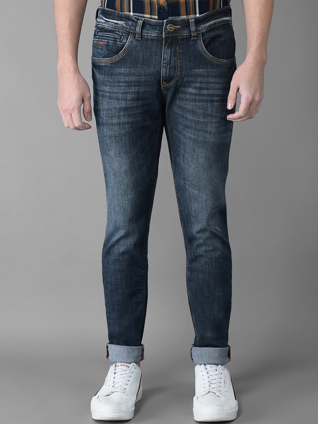 

American Archer Men Smart Skinny Fit Low-Rise Light Fade Stretchable Jeans, Blue