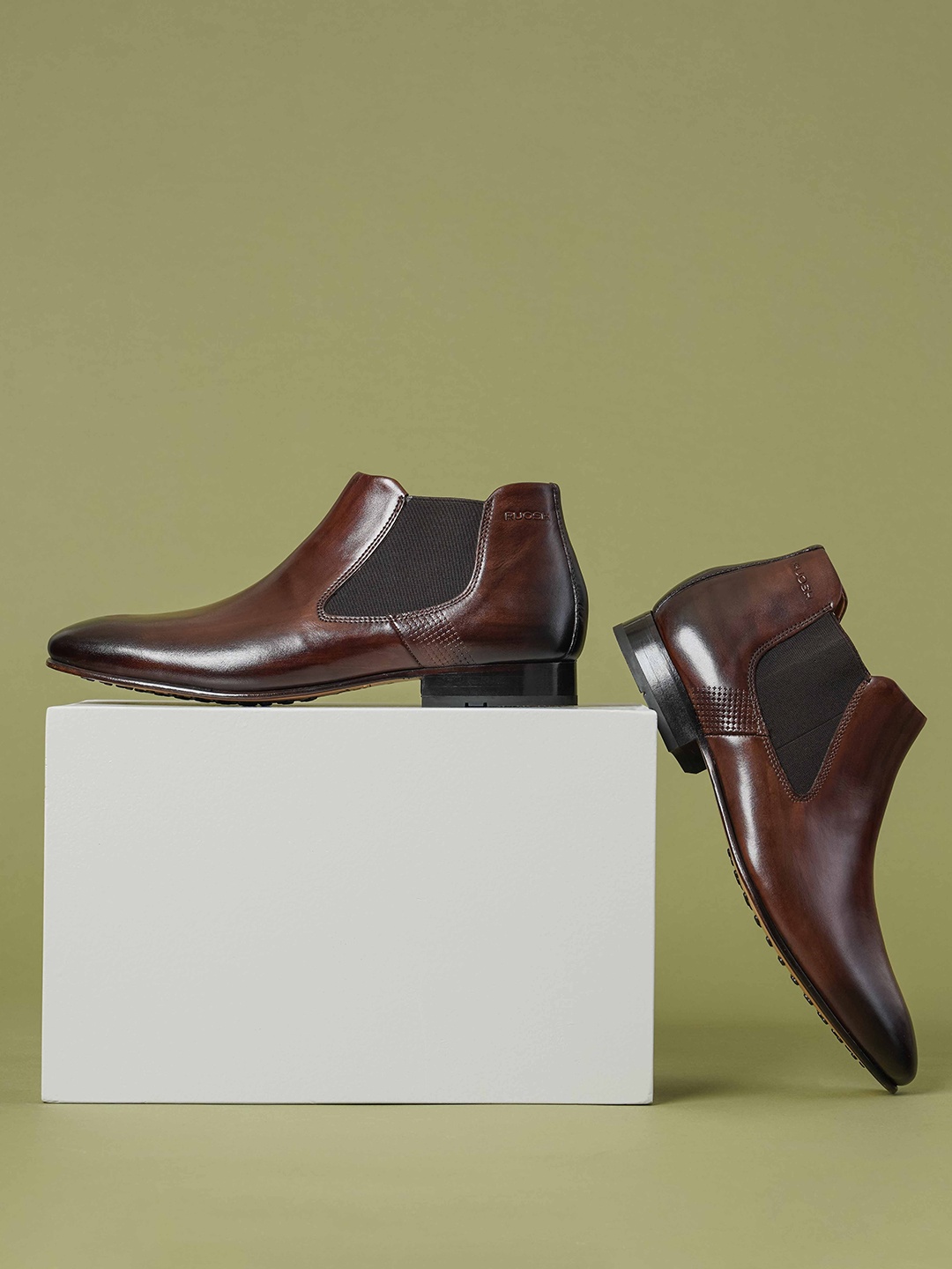 

Ruosh Men Pure Leather Formal Slip-On Shoes, Brown