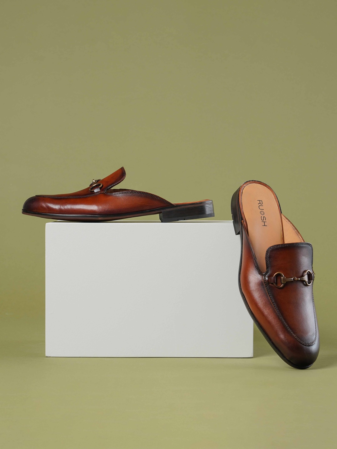 

Ruosh Men Buckle Detail Slip-On Mules, Tan