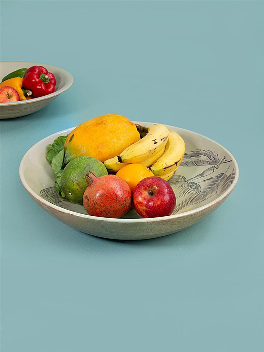 

ellementry Pulp White & Grey Printed Wooden Round Serving Bowl