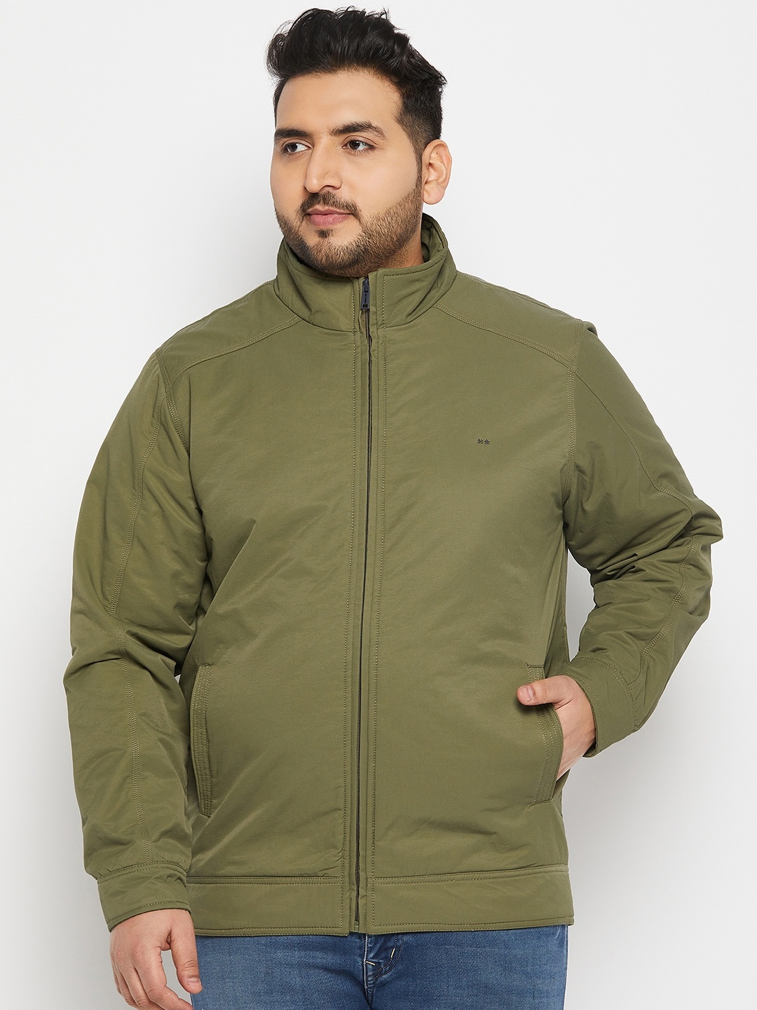 

Okane Men Mock Collar Lightweight Bomber Jacket, Olive