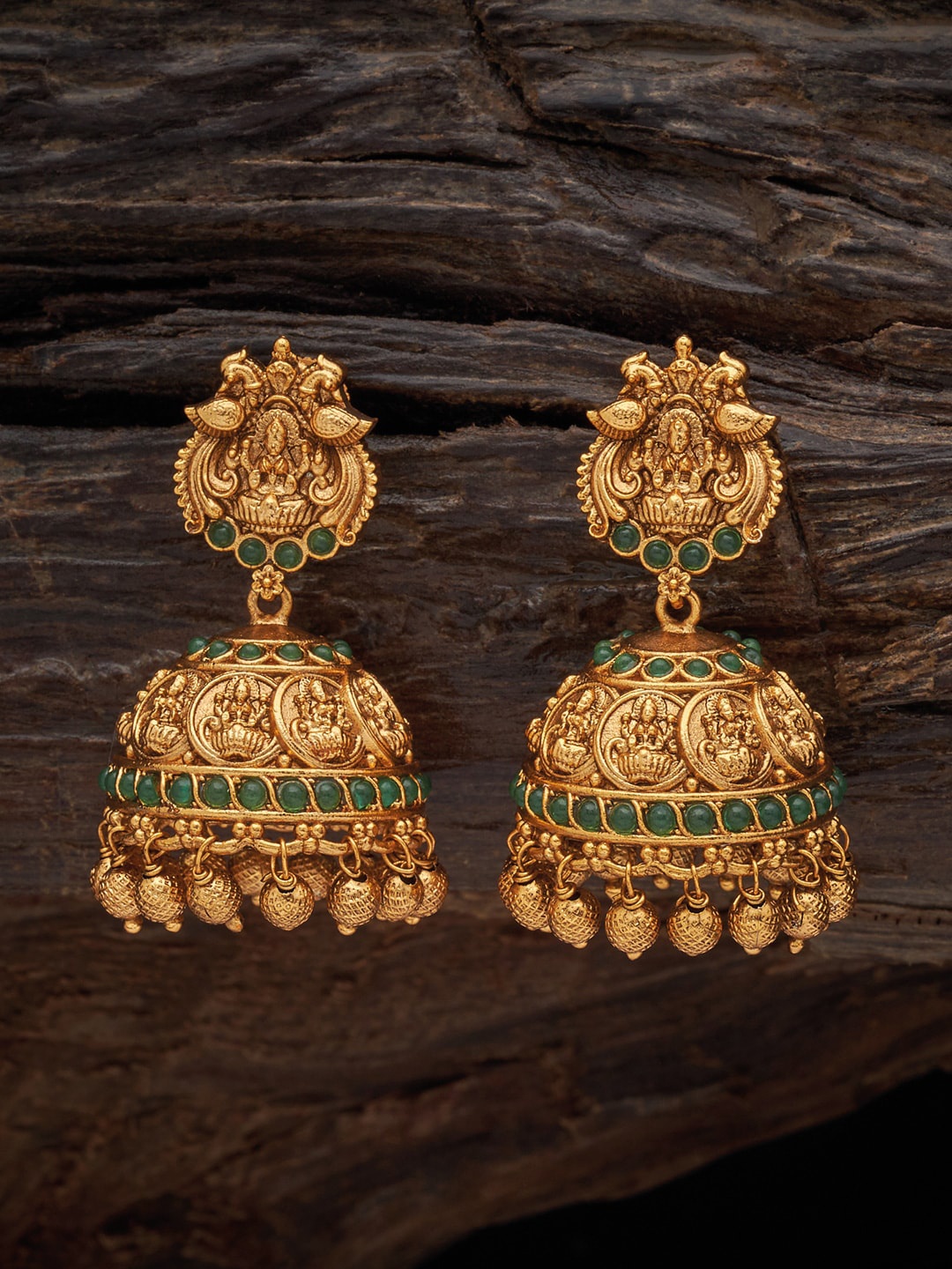 

Kushal's Fashion Jewellery Antique Classic Jhumkas Earrings, Green