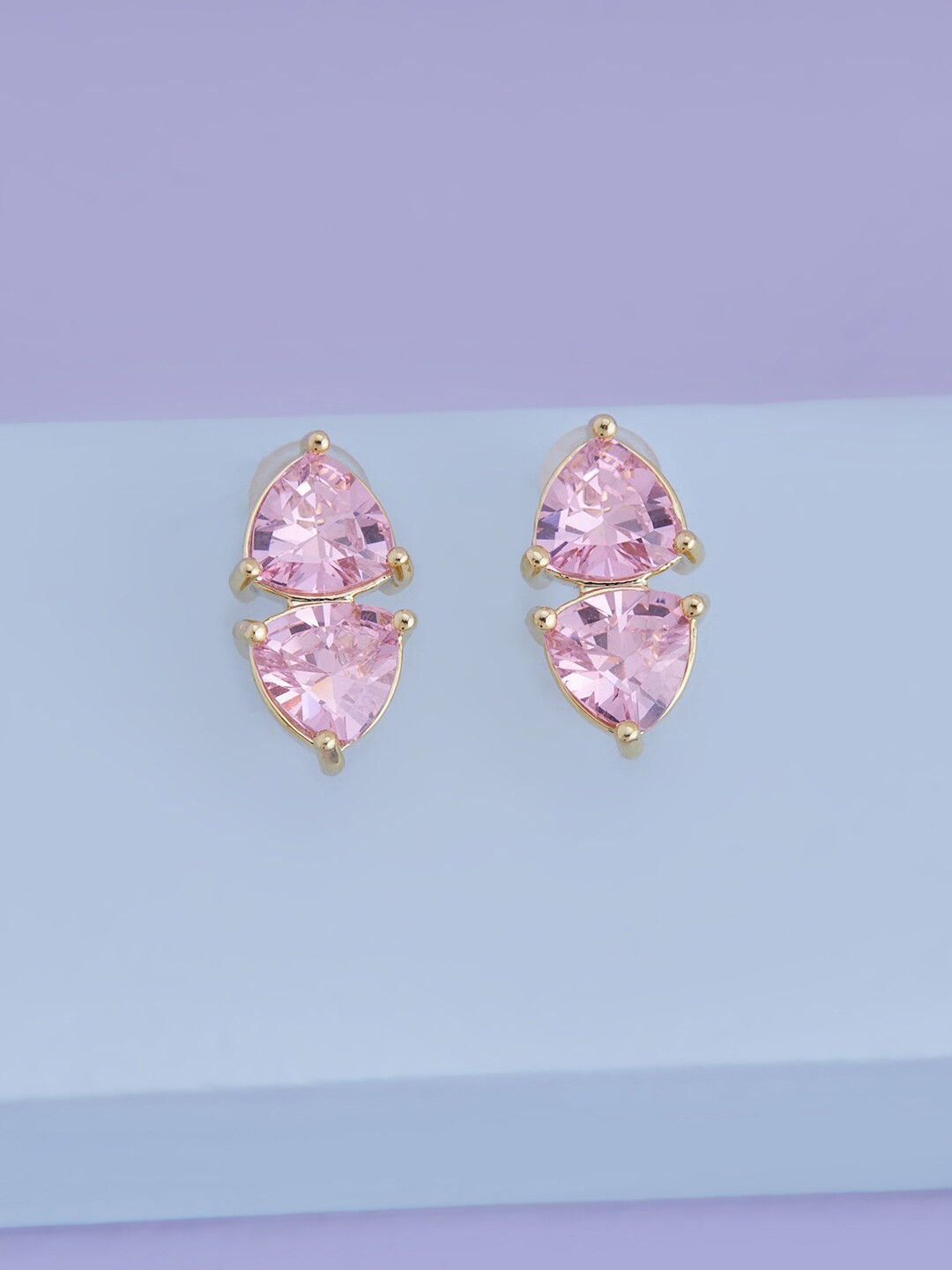 

Kushal's Fashion Jewellery Gold Plated Contemporary Cubic Zirconia Studs Earrings, Pink