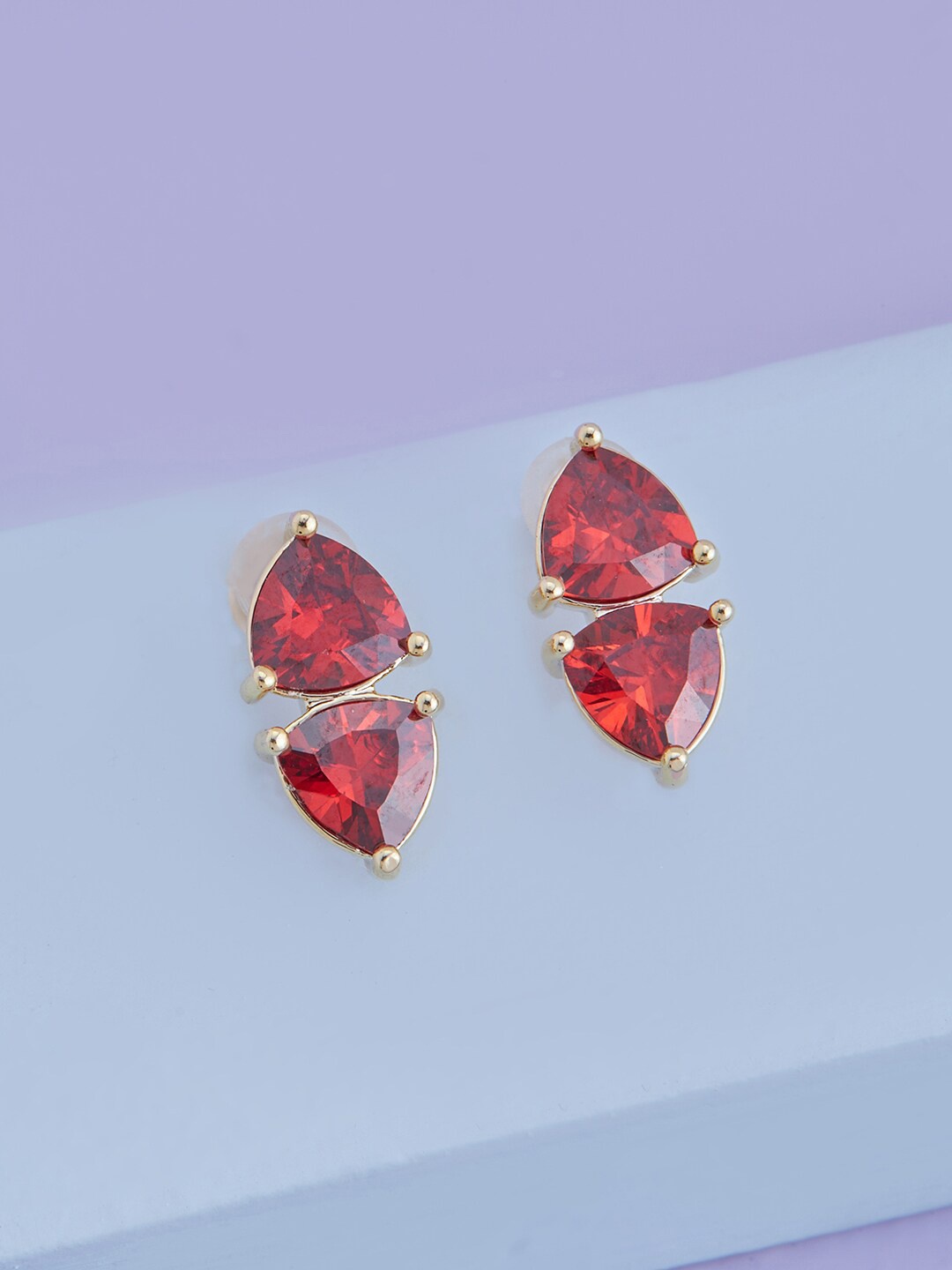 

Kushal's Fashion Jewellery Gold-Plated Contemporary Studs Earrings, Red