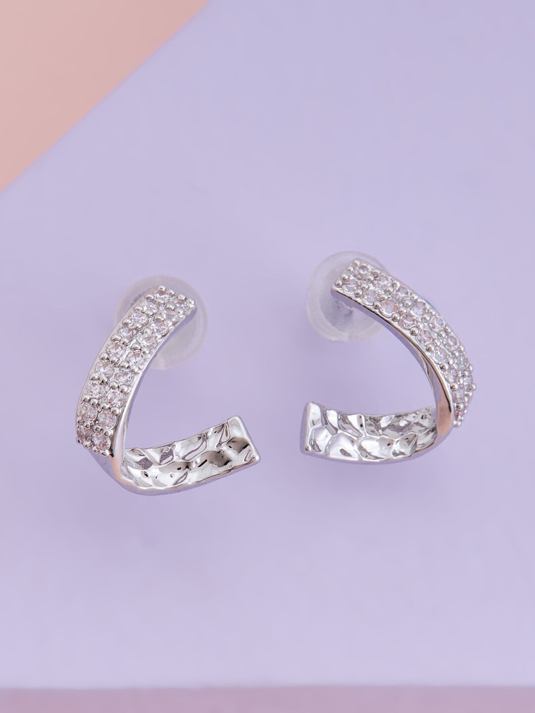

Kushal's Fashion Jewellery Rhodium-Plated Contemporary Studs Earrings, White