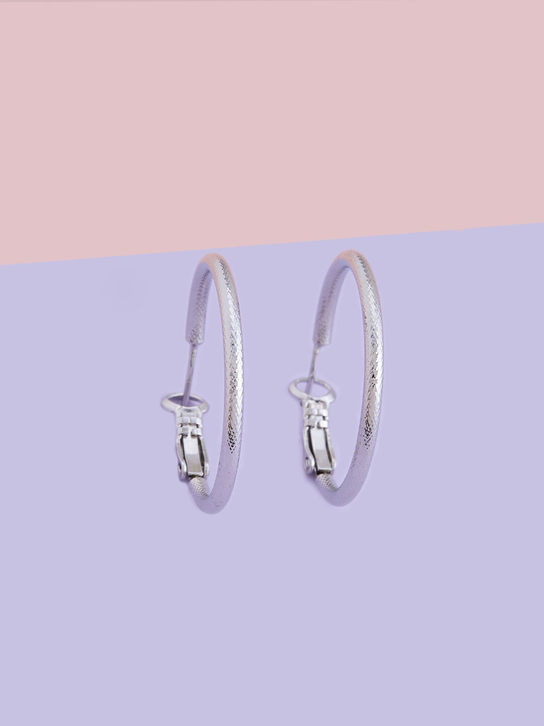 

Kushal's Fashion Jewellery Rhodium Plated Circular Hoop Earrings, Silver