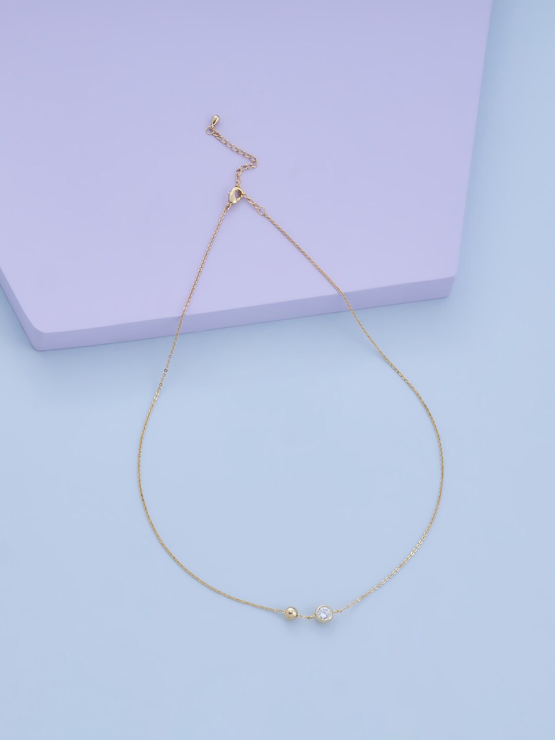 

Kushal's Fashion Jewellery Women Gold-Plated CZ-Studded Chain, White