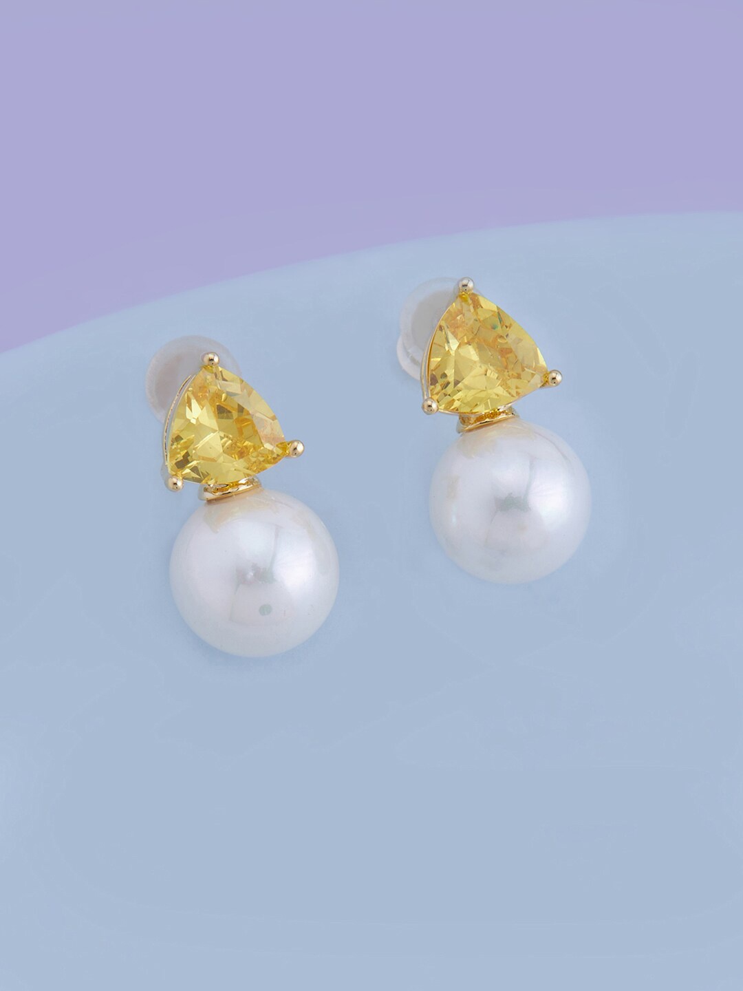 

Kushal's Fashion Jewellery Gold-Plated Spherical Studs Earrings, Yellow
