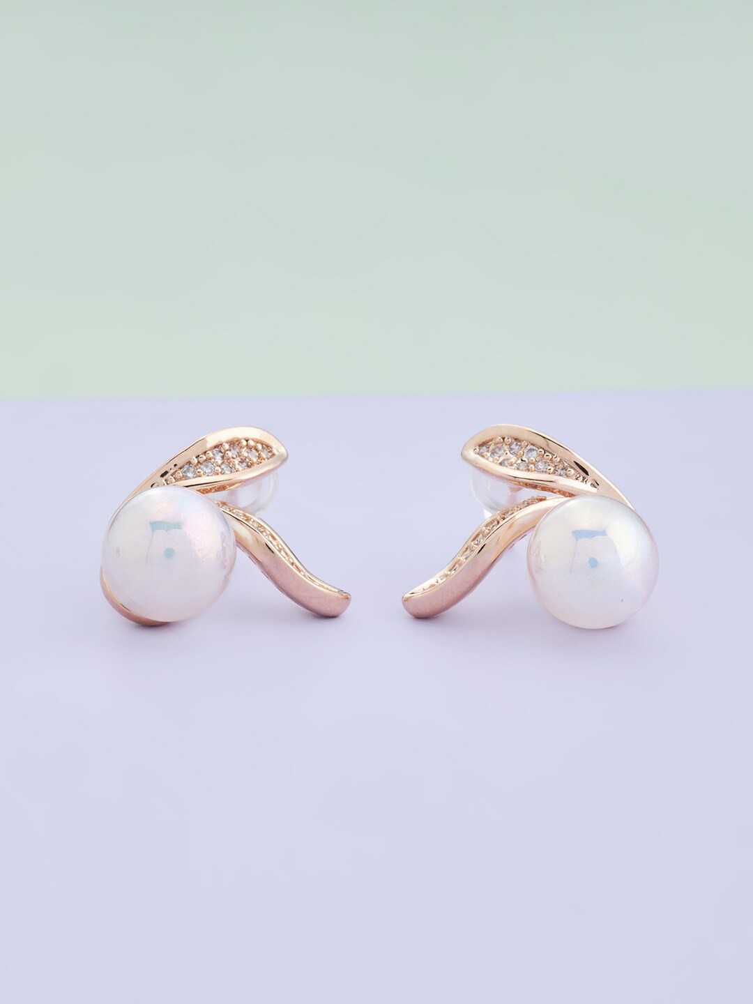 

Kushal's Fashion Jewellery Gold-Plated Studs Earrings, White