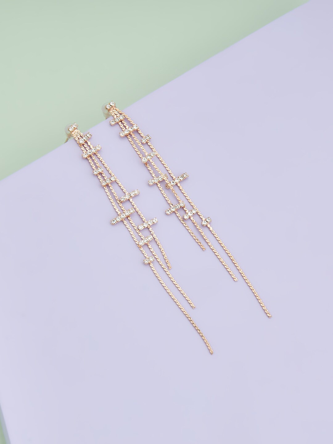 

Kushal's Fashion Jewellery Rose Gold Plated Contemporary Drop Earrings, White