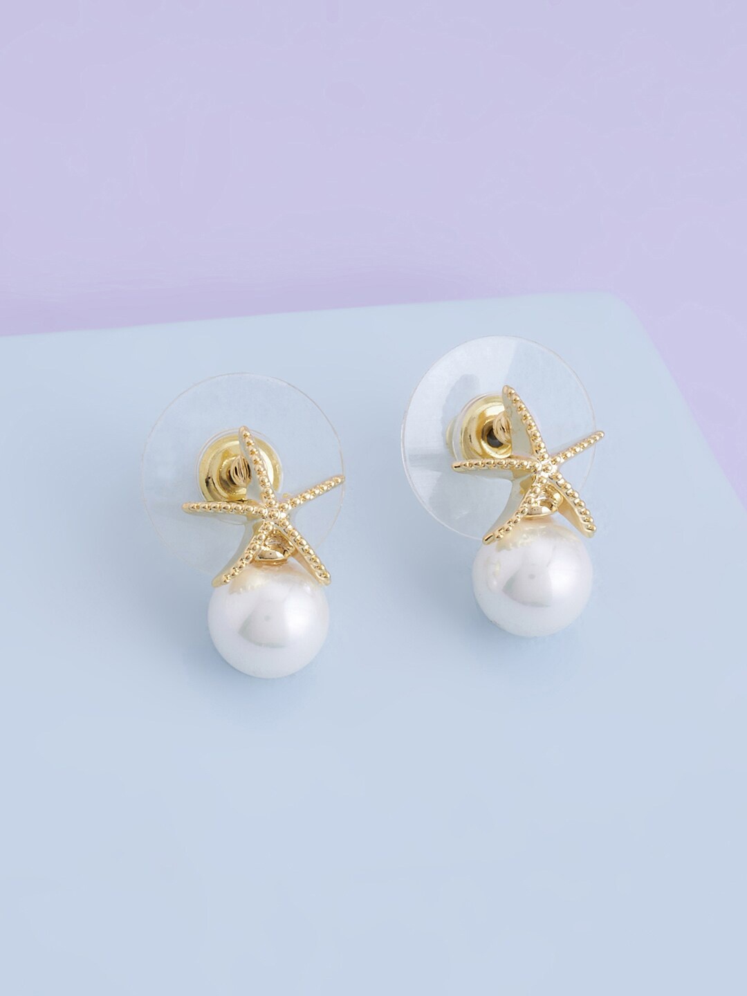 

Kushal's Fashion Jewellery Gold-Plated Spherical Studs Earrings, White