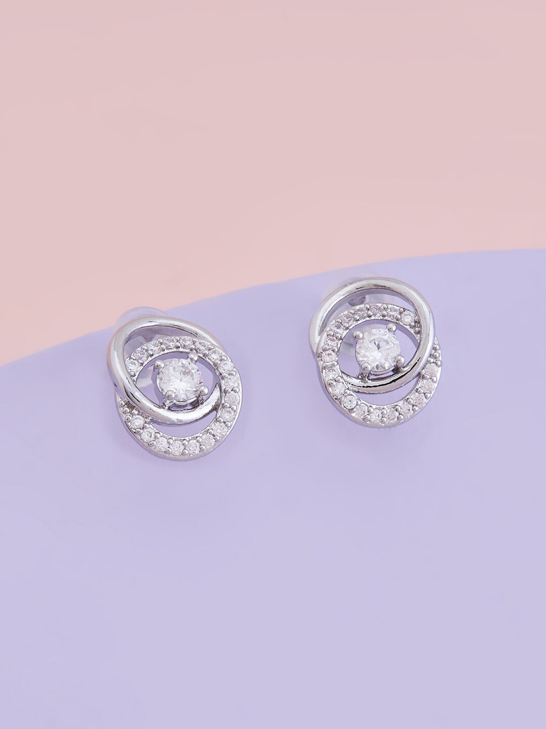 

Kushal's Fashion Jewellery Rhodium Plated Studs Earrings, White