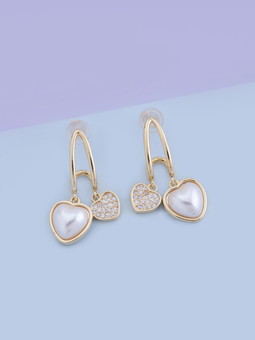 

Kushal's Fashion Jewellery Gold Plated Heart Shaped Drop Earrings, White