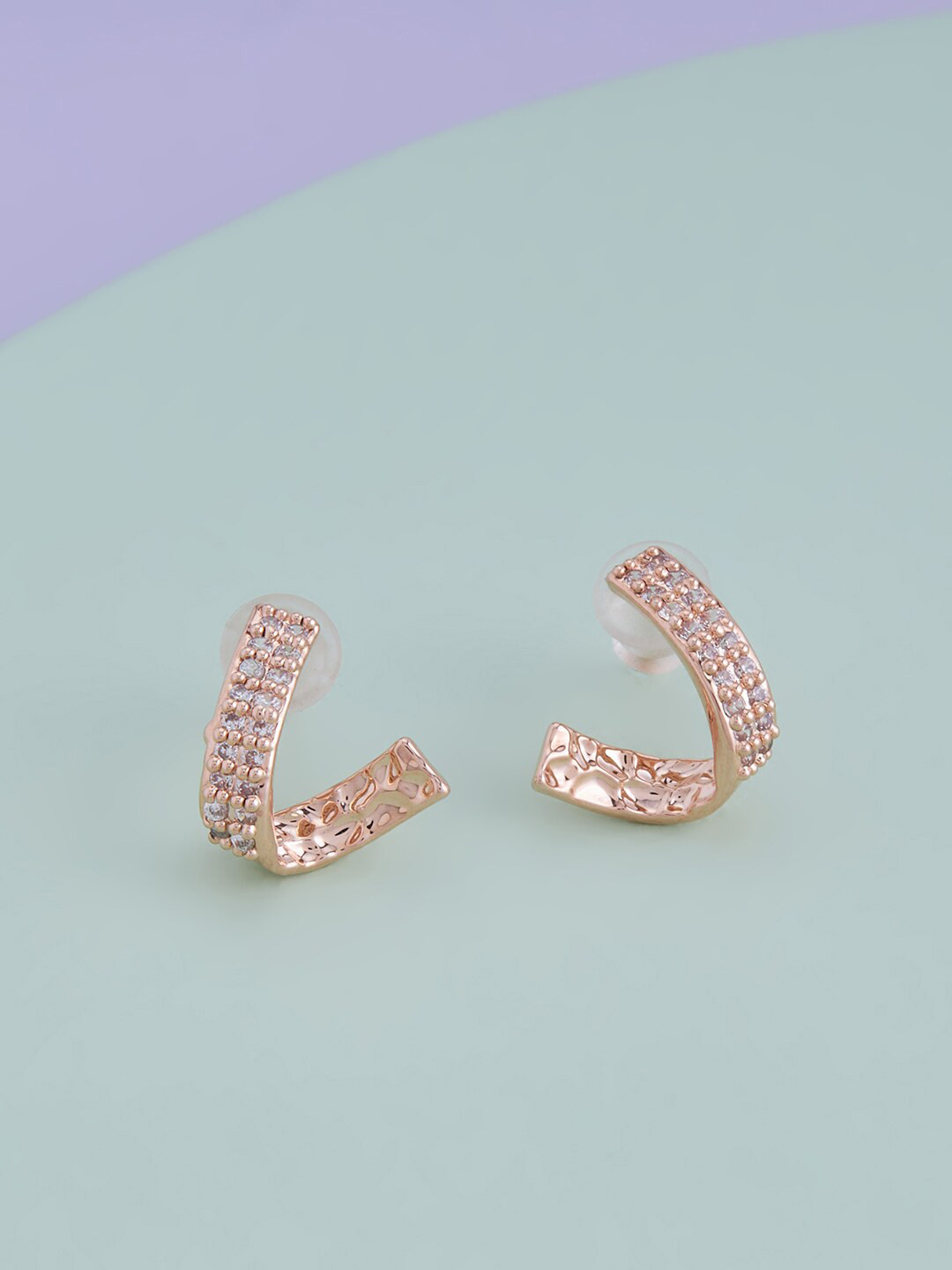 

Kushal's Fashion Jewellery Rose Gold-Plated Contemporary Studs Earrings, White