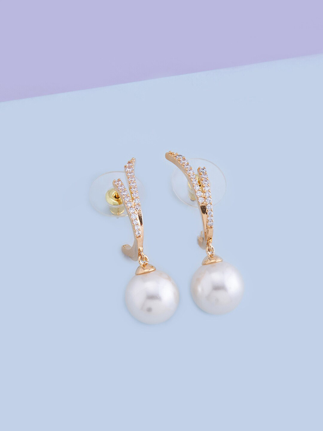 

Kushal's Fashion Jewellery Gold-Plated Spherical Drop Earrings, White
