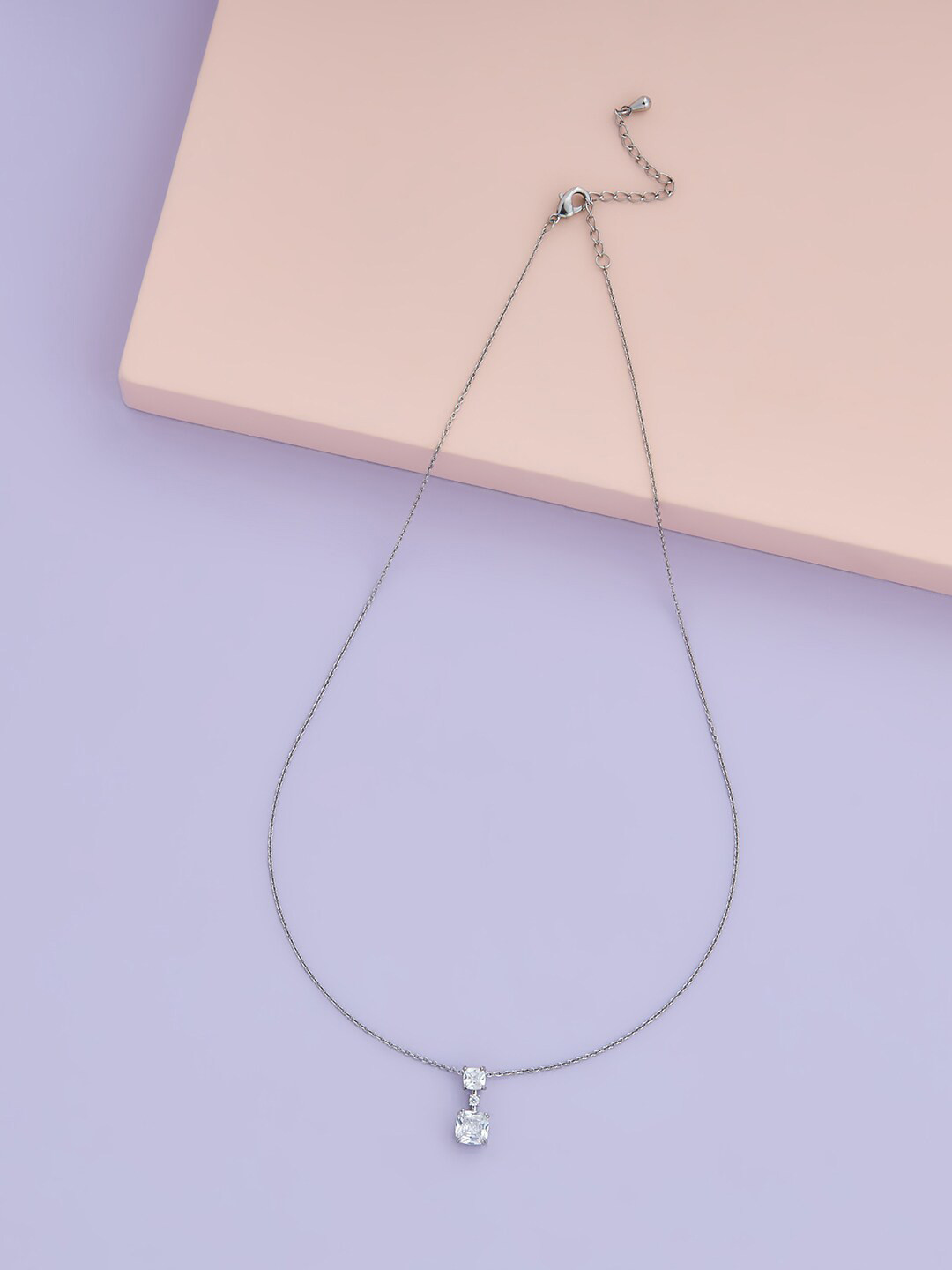 

Kushal's Fashion Jewellery Rhodium-Plated Cubic Zirconia Studded Pendant Chain, White