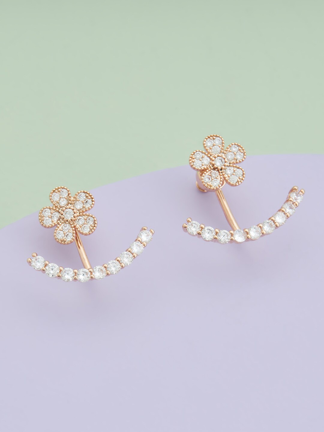 

Kushal's Fashion Jewellery Rose Gold Plated Floral Studs Earrings, White