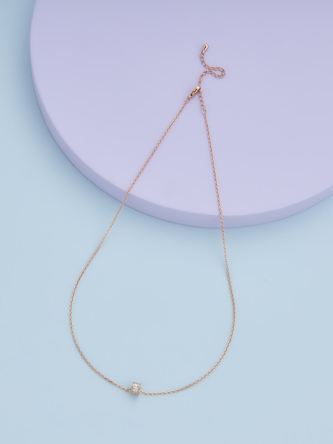 

Kushal's Fashion Jewellery Copper Rose Gold-Plated Chain Pendant Set