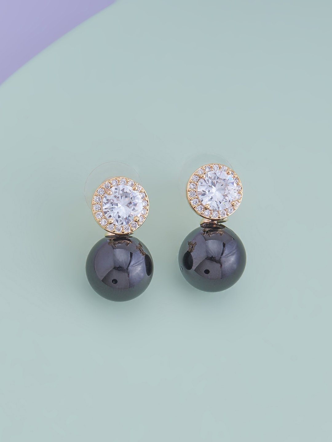 

Kushal's Fashion Jewellery Gold-Plated Spherical Drop Earrings, Black