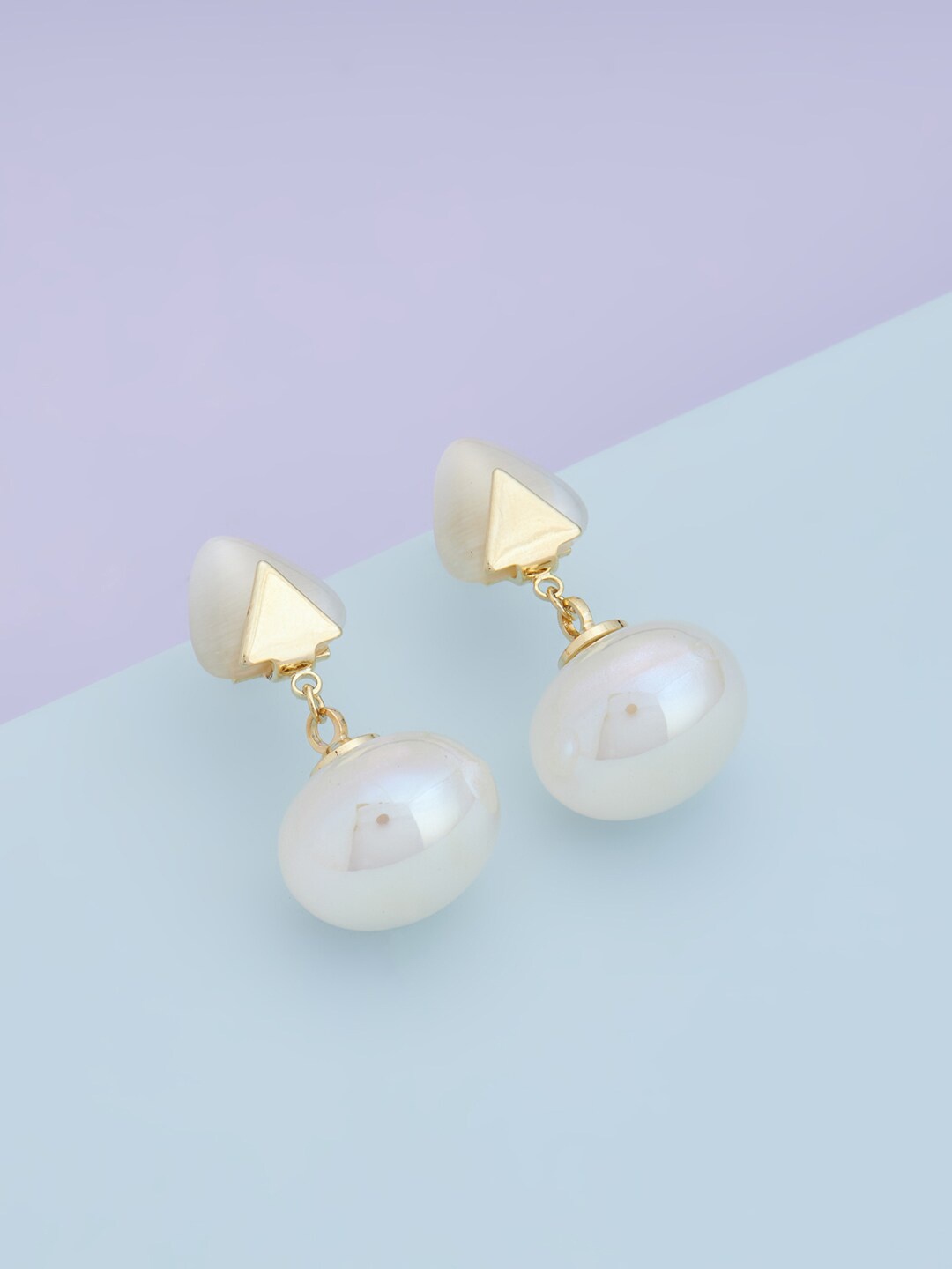 

Kushal's Fashion Jewellery Gold-Plated Spherical Drop Earrings, White