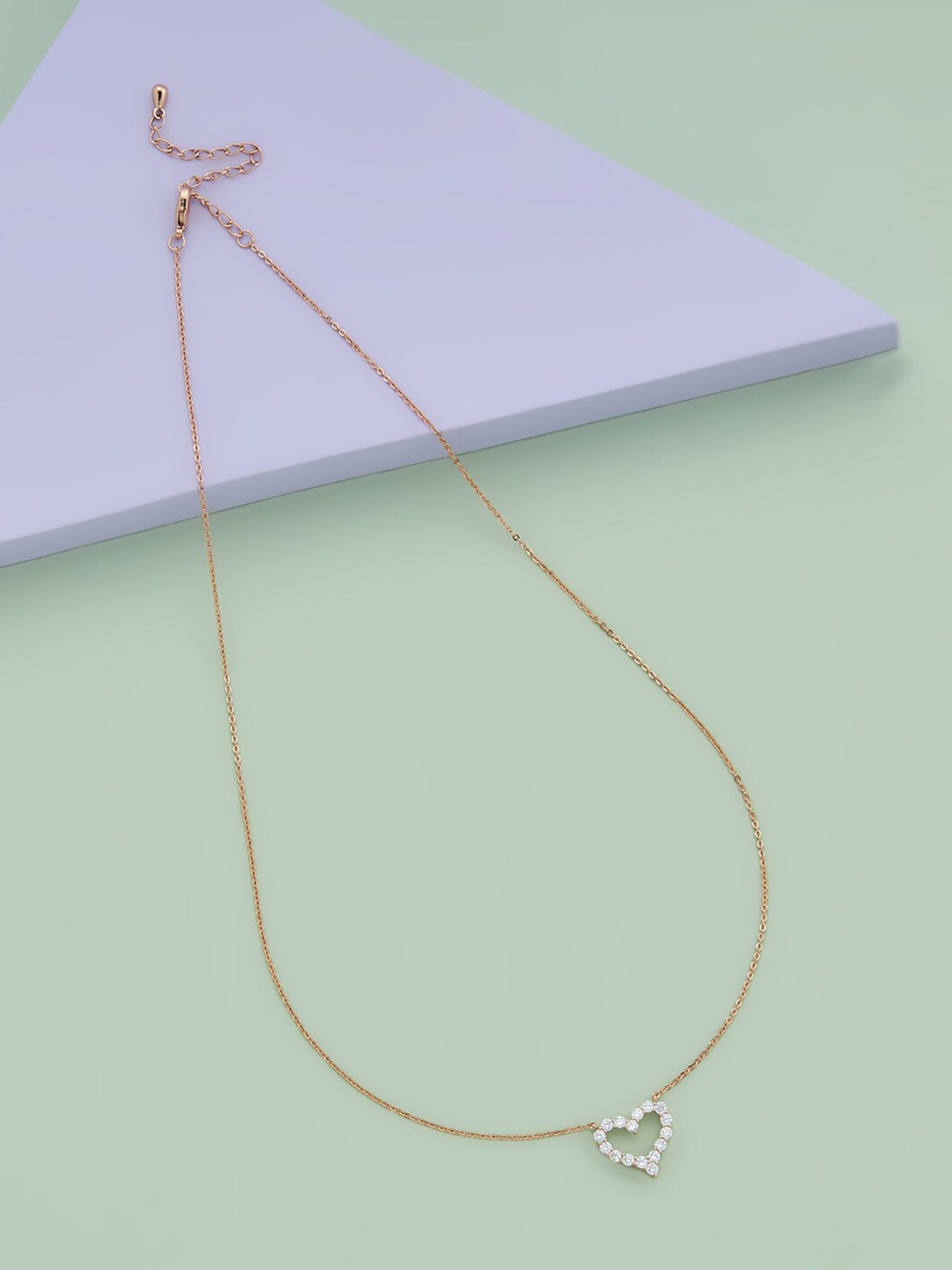 

Kushal's Fashion Jewellery Copper Rose Gold-Plated Chain Pendant Set