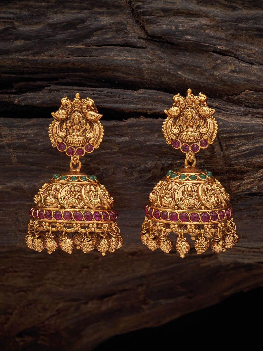 

Kushal's Fashion Jewellery Dome Shaped Jhumkas Earrings, Red