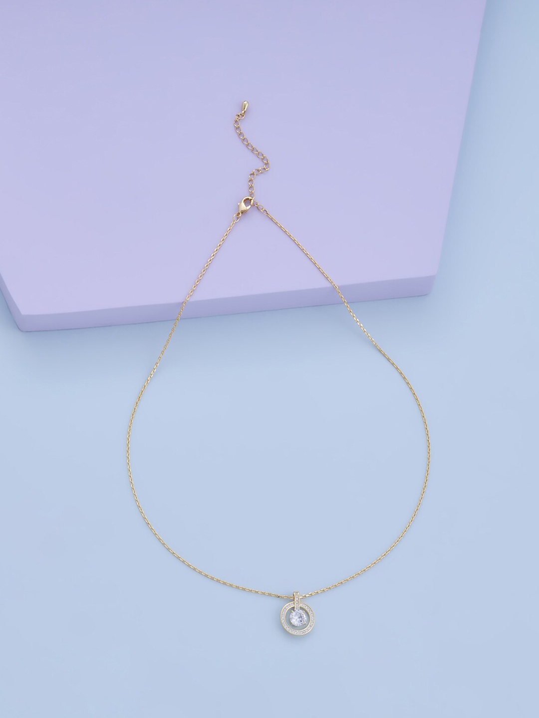

Kushal's Fashion Jewellery Gold-Plated Cubic Zirconia Chain with Pendant, White