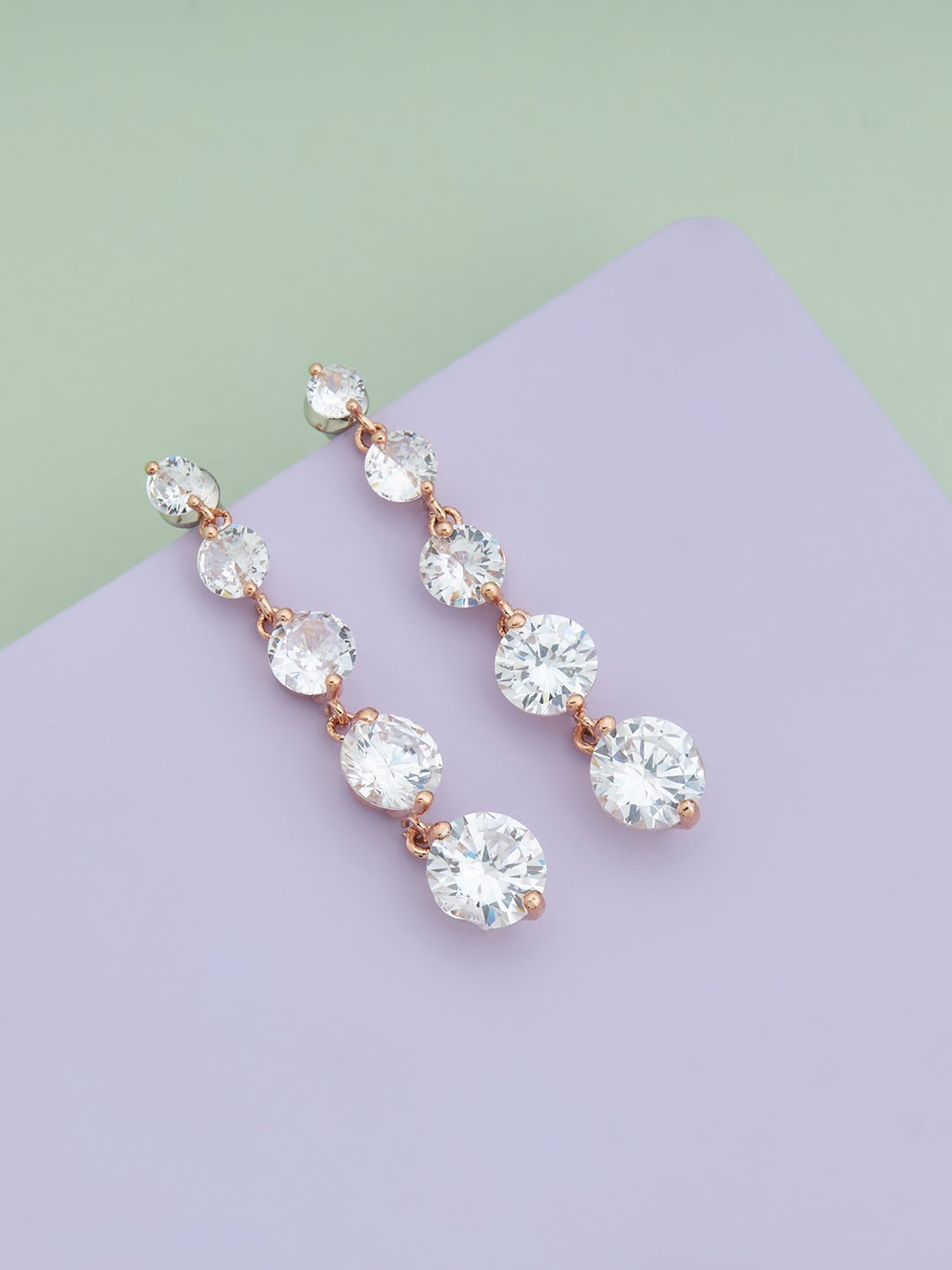 

Kushal's Fashion Jewellery Rose Gold Plated Contemporary Drop Earrings, White
