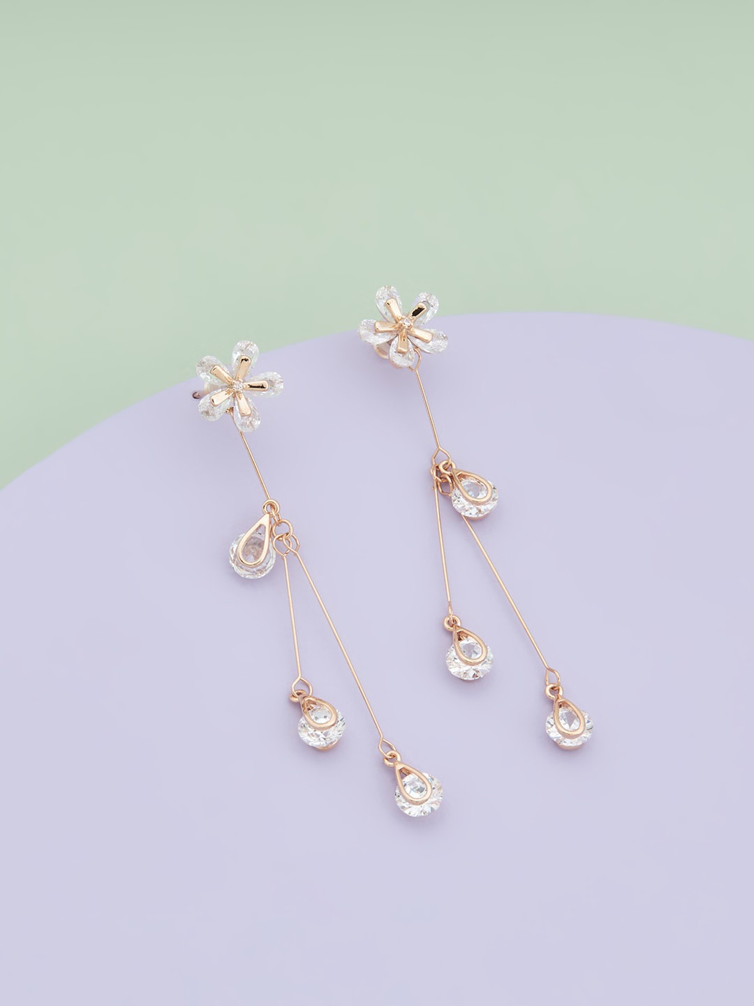 

Kushal's Fashion Jewellery Rose Gold Plated Contemporary Drop Earrings, White