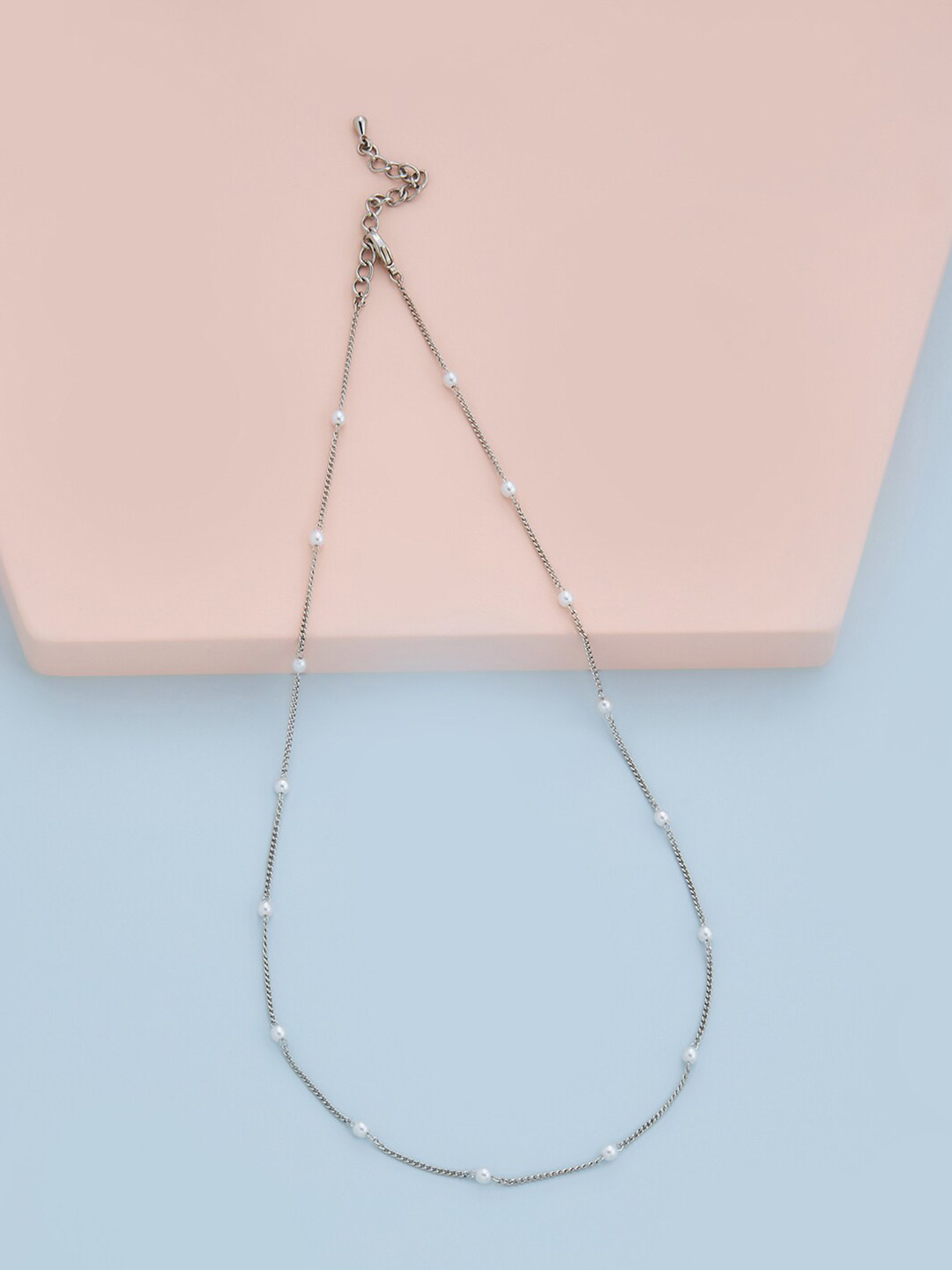 

Kushal's Fashion Jewellery Rhodium-Plated Copper Necklace, Silver