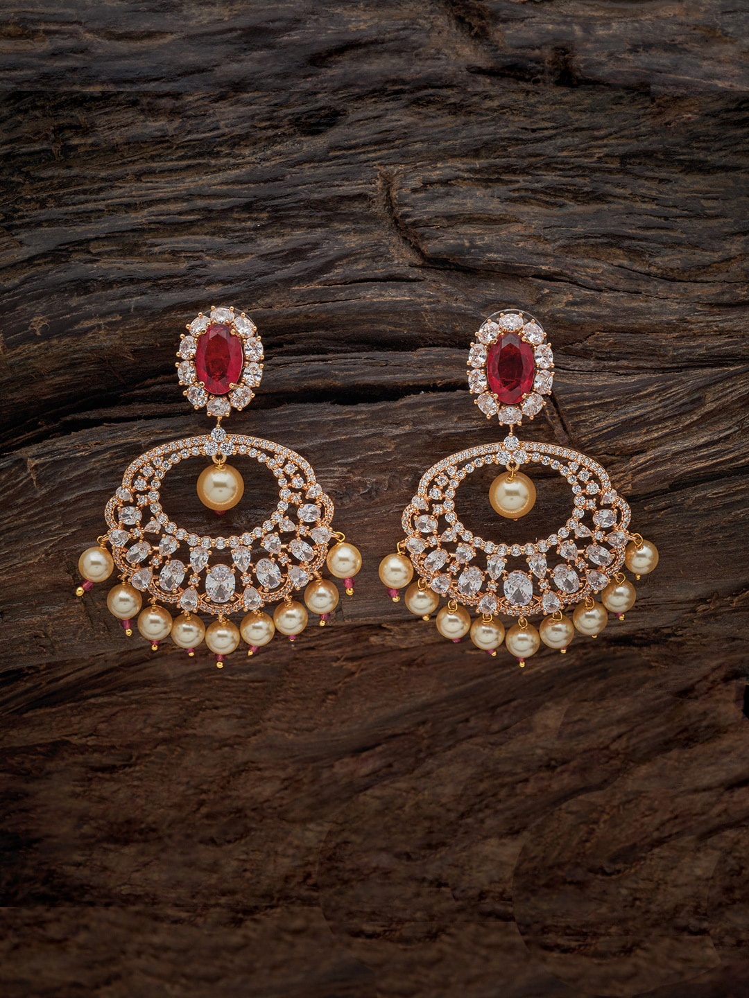 

Kushal's Fashion Jewellery Gold Plated Circular Drop Earrings, Red